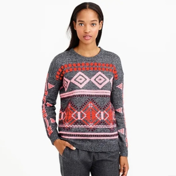 SOLD J. Crew Abstract Fair Isle Sweater - Picture 7 of 7